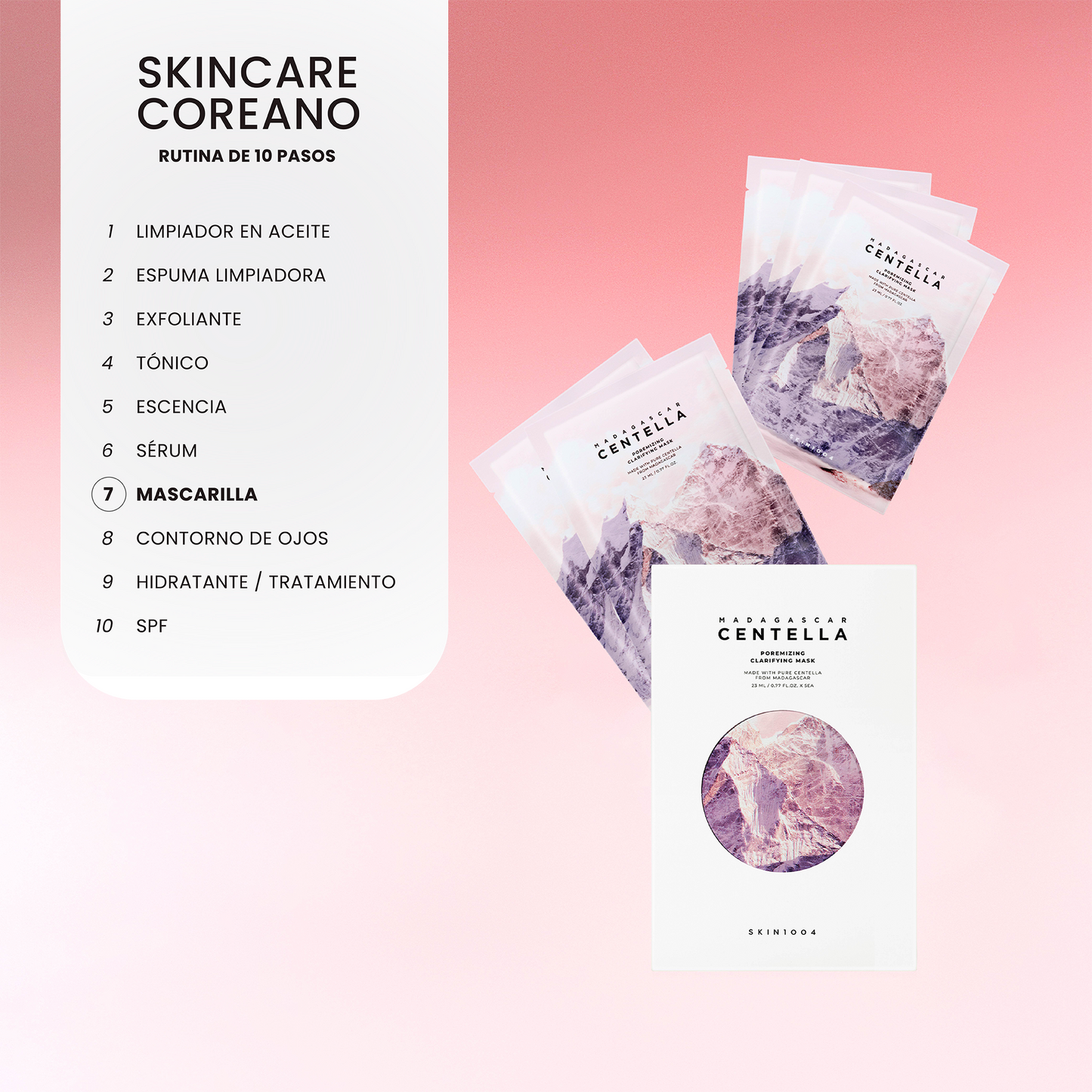 Madagascar Centella Mascarilla Clarificante Minimizadora de Poros 23 ml 5 pzs.