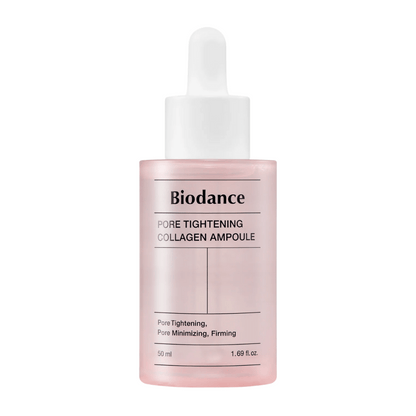 
Biodance Pore Tightening Collagen Ampoule, 50 ml, es una ampolla concentrada que reafirma la piel, minimiza los poros y mejora la elasticidad. Enriquecida con colágeno para fortalecer la estructura de la piel y proporcionar una piel más suave y firme. Perfecta para el uso diario.