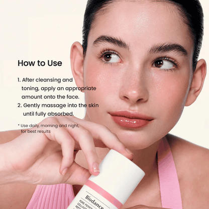 Biodance Pore Perfecting Collagen Peptide Cream aplicación después de la limpieza – crema facial hidratante y reafirmante con péptidos y colágeno