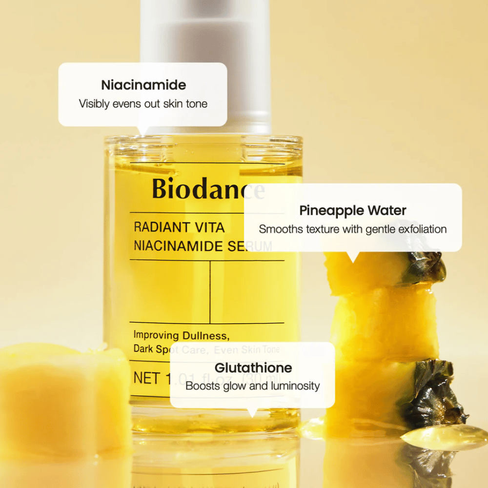 Biodance Radiant Vita Niacinamide Serum con niacinamida, agua de piña y glutatión para brillo, tono de piel uniforme y exfoliación suave